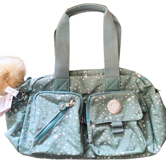 brand new Kipling vintage crossbody Defea Medium Handbag snowflake green - Picture 1 of 13